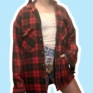 Vintage Jacket Quilted Flannel Gorpcore Grunge Medium Plaid Long Sleeved Unisex